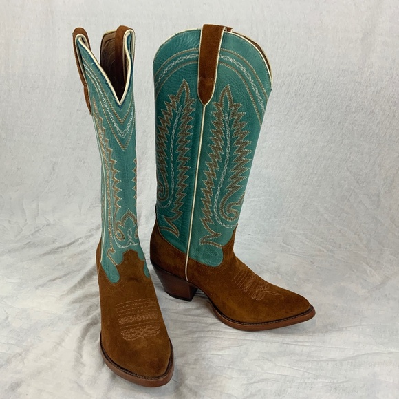 Ariat Ambrose Penny Turquoise Tall Cowboy Boots — Women’s 7B — NEW - Picture 3 of 4